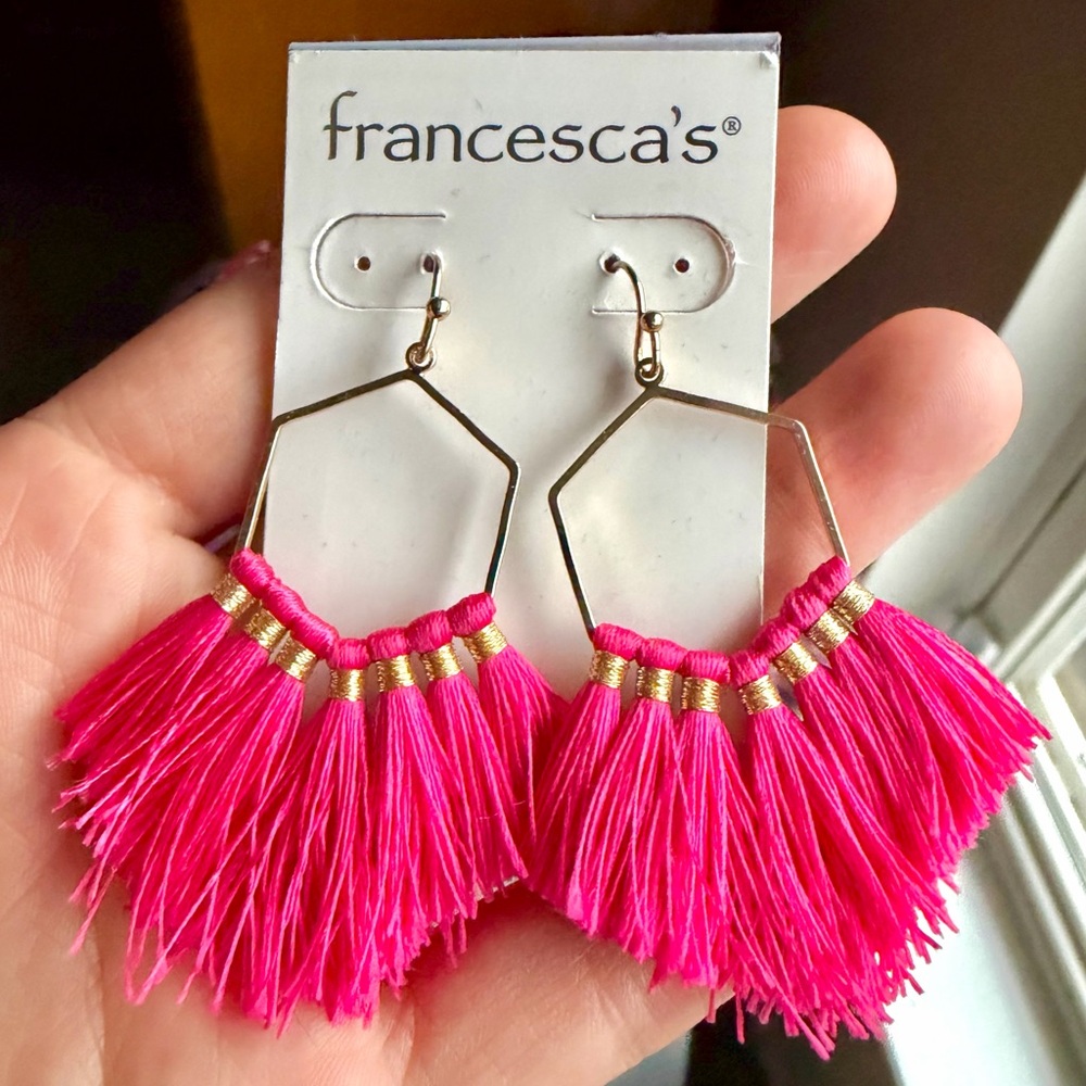 Francesca's Collections Fuchsia Tassel Earrings